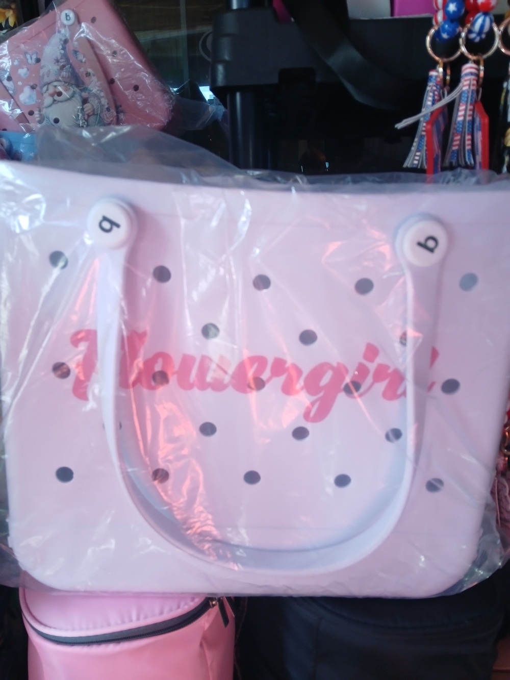 White Flowergirl Medium Bogg like bag.